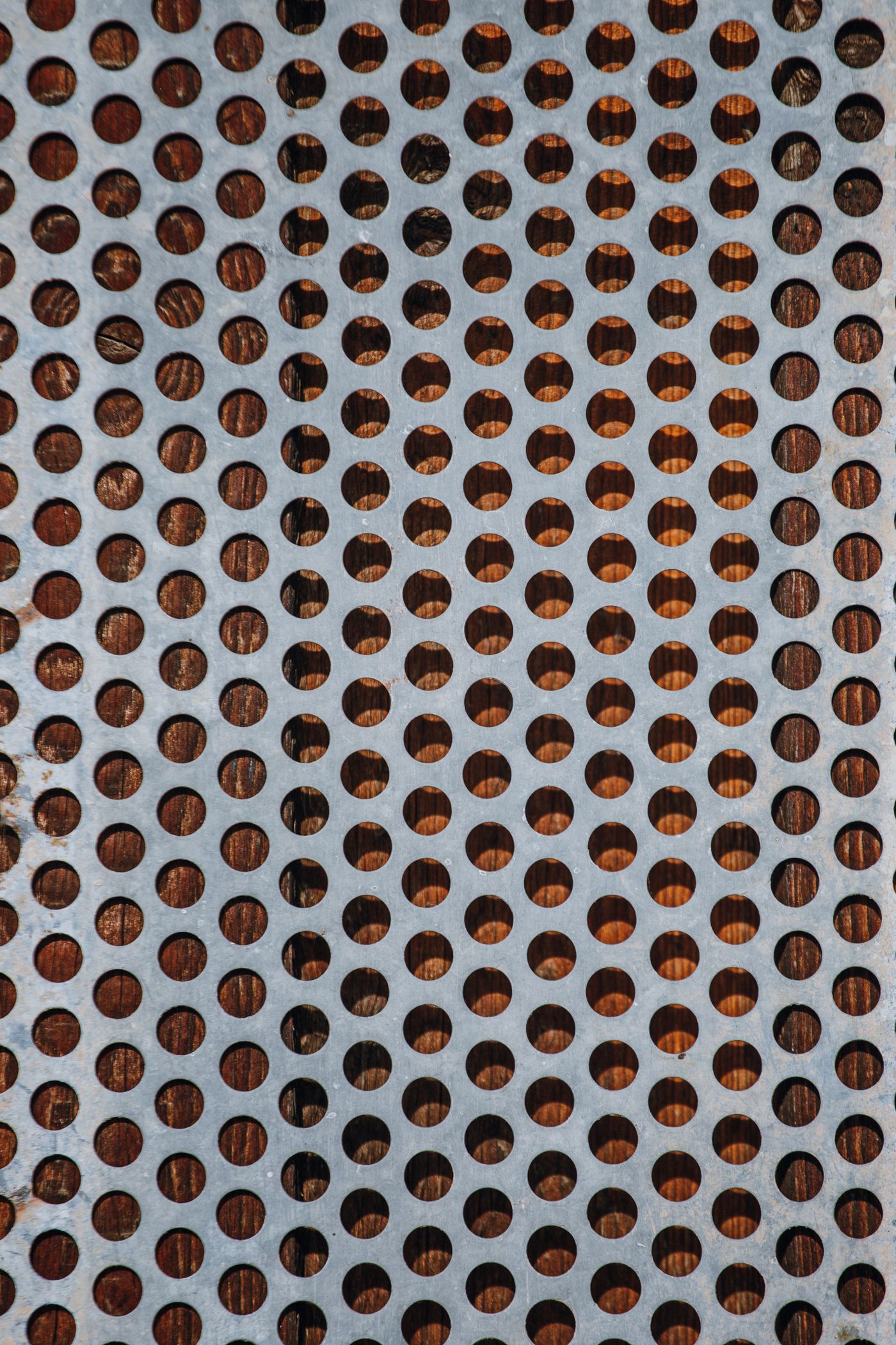 Detail einer gelochten Metallplatte